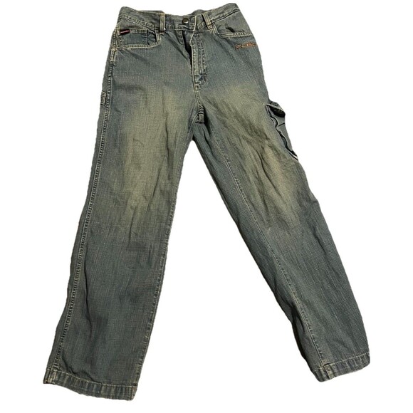 VTG Y2K FUBU The Collection Cargo Pants Blue Jean Denim Baggy Loose  Fit KIDS 16 - Picture 2 of 10